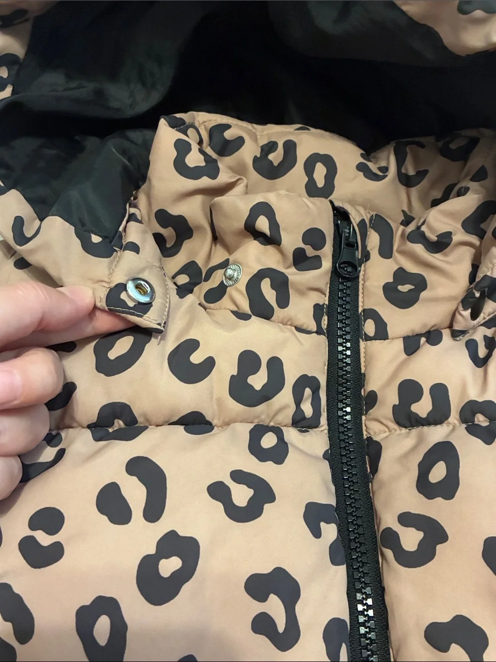 H&M Kids Water-repellent Leopard Print Puffer Jacket in Beige Size 5/6T